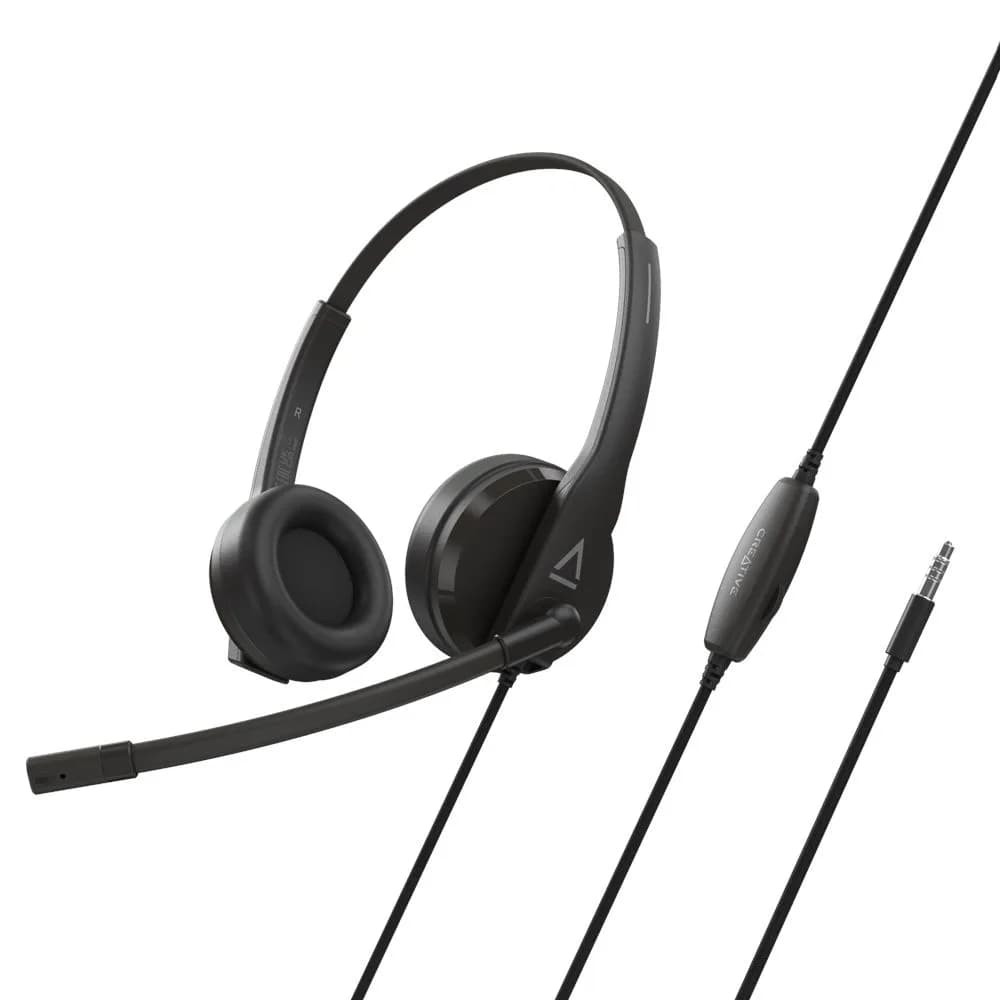 CREATIVE HS-230 Office Headset w/Noise-cancelling Mic, 3.5 mm AUX, USB Adapter "51EF1110AA000"