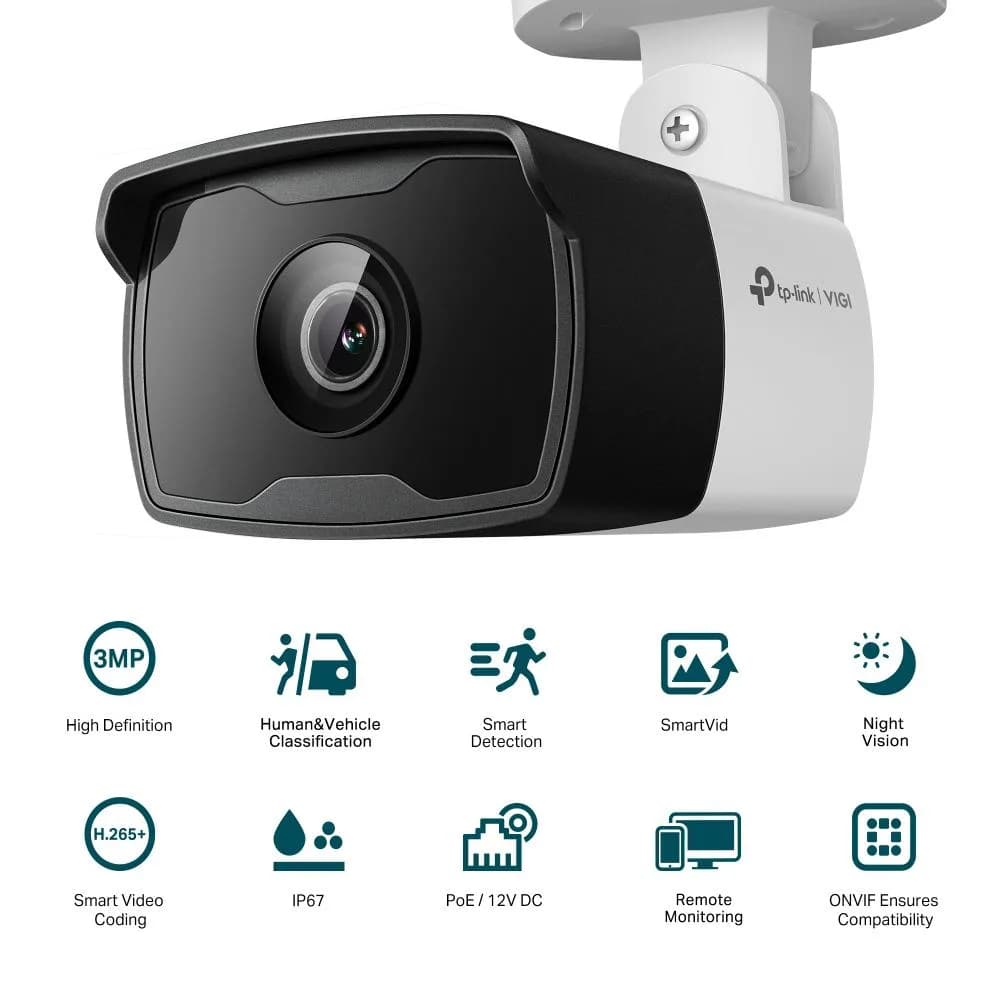 Camera IP Bullet TP-Link VIGI C330I(2.8mm), 3MP, Lentila 2.8mm, IR 30ml, rezolutie video 2304 × 1296, +/H.265/H.264+/H.264 — miniatură