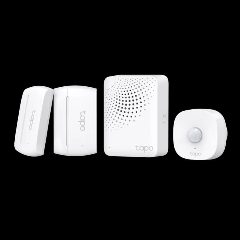 Smart IoT Hub with Chime SPEC: 2.4 GHz, 868 MHz, 100-240 V~, 50/60 Hz, Plug-in FEATURE: 90dB Adjustable Audio Alarm, 19 Ringtones, Up to 65 Switches, Sensors or Buttons, Mute Button, Easy Setup, Device Sharing, Flame- Retardant, Tapo App