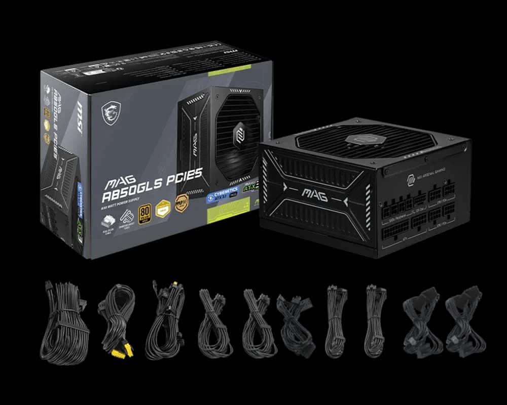 Sursa MSI MAG A850GLS PCIE5, 850 W, ATX, 80+ Gold, PCIe 5.1, Full Modulara, Negru "MAG A850GLS PCIE5" — miniatură