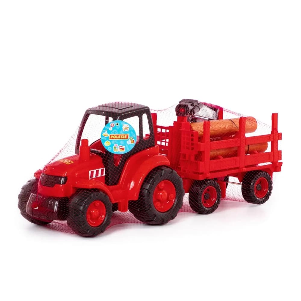 Tractor cu remorca lemne - Champion, 68x22x26 cm, Polesie — miniatură