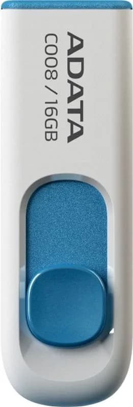 MEMORIE USB 2.0 ADATA 16 GB, retractabila, carcasa plastic, alb / albastru, "AC008-16G-RWE"