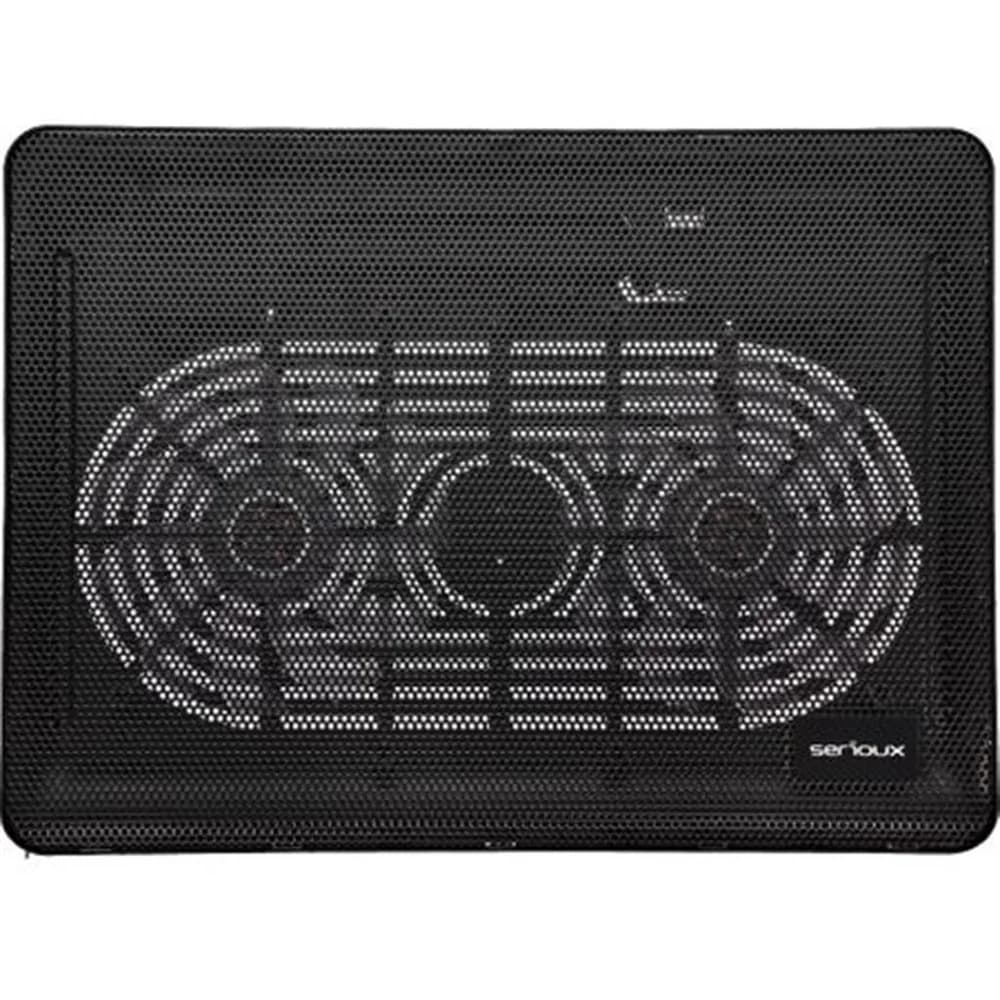 Cooling pad Serioux, SRXNCP007, Dimensiuni: 340*250*23mm, Compatibilitate maxima laptop: 15.6 inch, Dimensiune ventilator: 2 x 125 *125*15mm, Nivel zgomot: 10dB, Flux aer: 20CFM, Tensiune alimentare: DC 5V, Viteza rotatie maxima: 1500RPM, Iluminare LED: Albastru, Greutate neta: 0.455Kg — miniatură