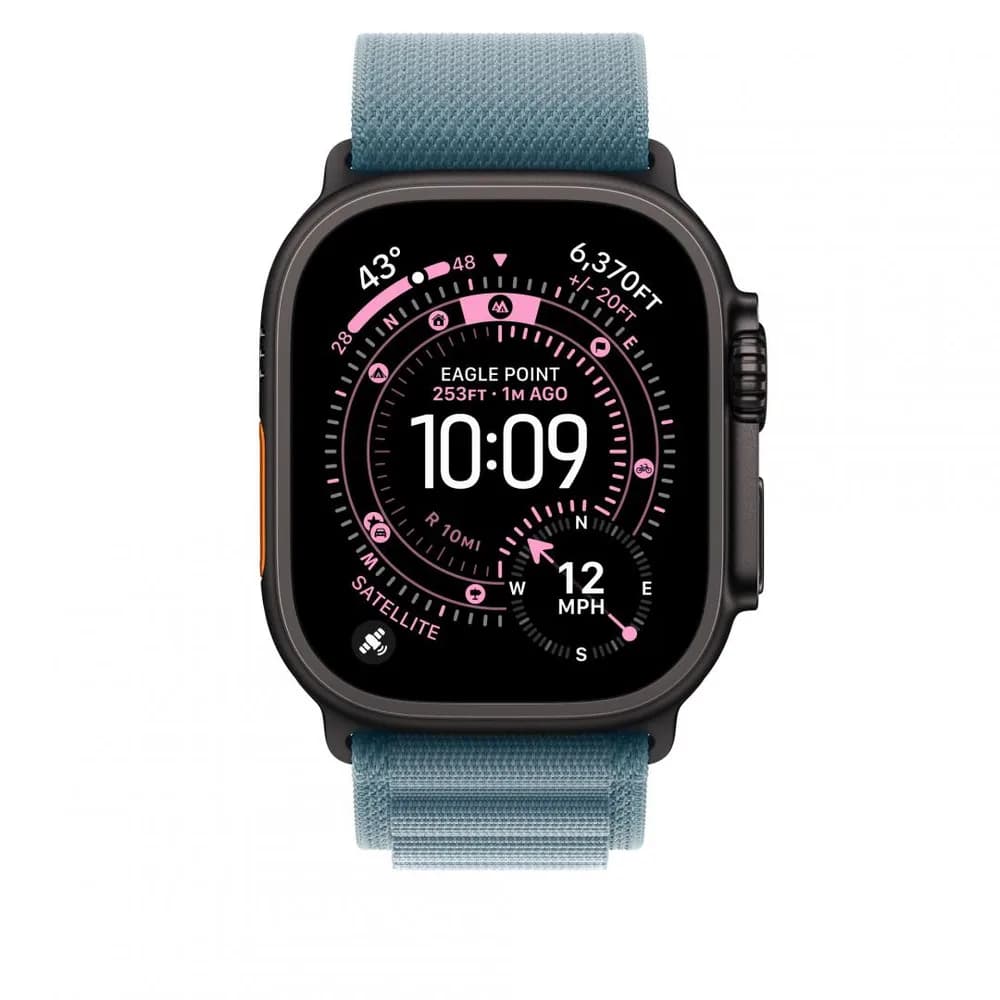 Curea pentru Apple Watch 49mm Light Blue Alpine Loop - Large - Black Titanium Finish — miniatură