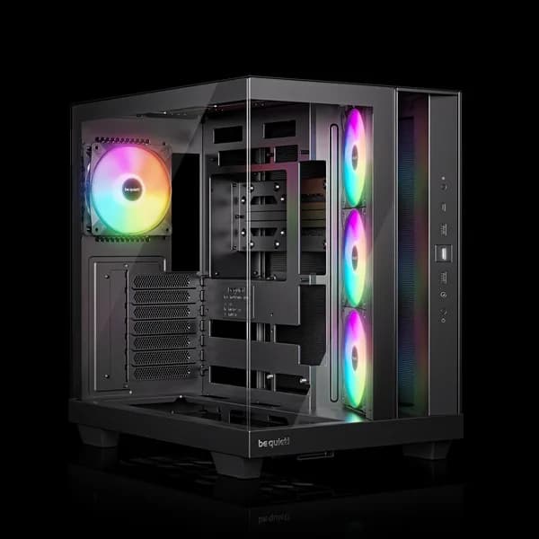 CARCASA be quiet "Light Base 500 LX Black", middle tower, gaming, fara sursa, suporta 10xfan, 4xfan inclus, USB Type-C x 1, USBx2, audio+mic, 7 sloturi expansiune, negru, "BGW85" — miniatură