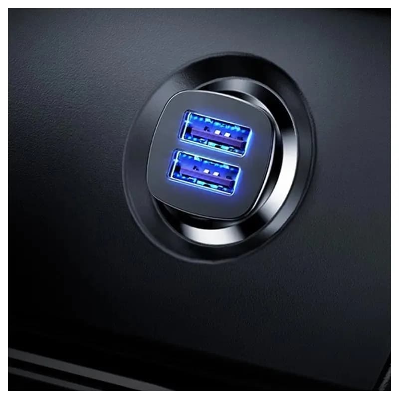 INCARCATOR AUTO Baseus Metal, QC3.0, 2 x USB, total output 30W, pt. bricheta auto, negru "CCALL-DS01" - 6953156284180 — miniatură