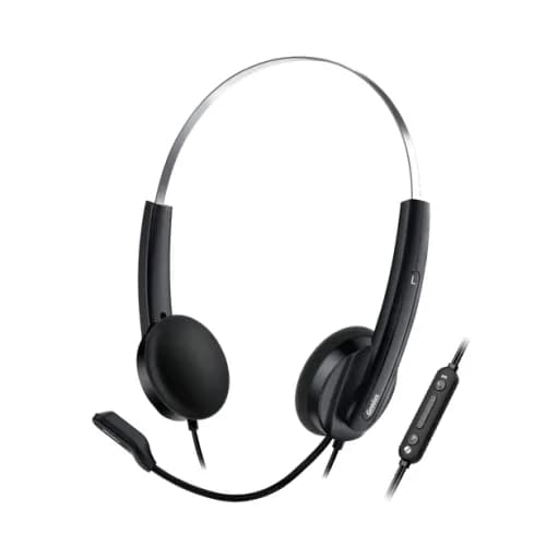 CASTI Genius "HS-220U", cu fir, utilizare multimedia, USB Type-C, microfon pe brat, lungime cablu 2.4m, control volum pe fir, negru, "31710032401" - 4710268262190