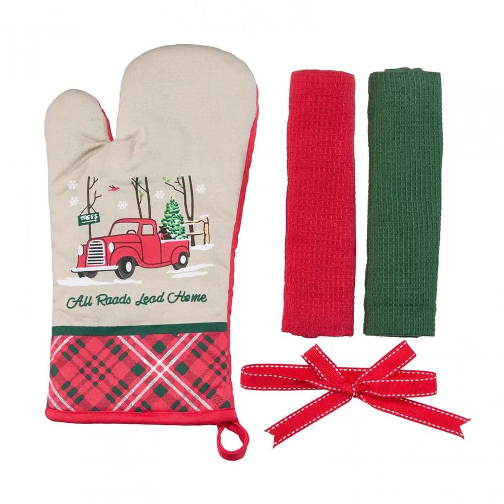 Set manusa bucatarie 3 piese Craciun Car — miniatură