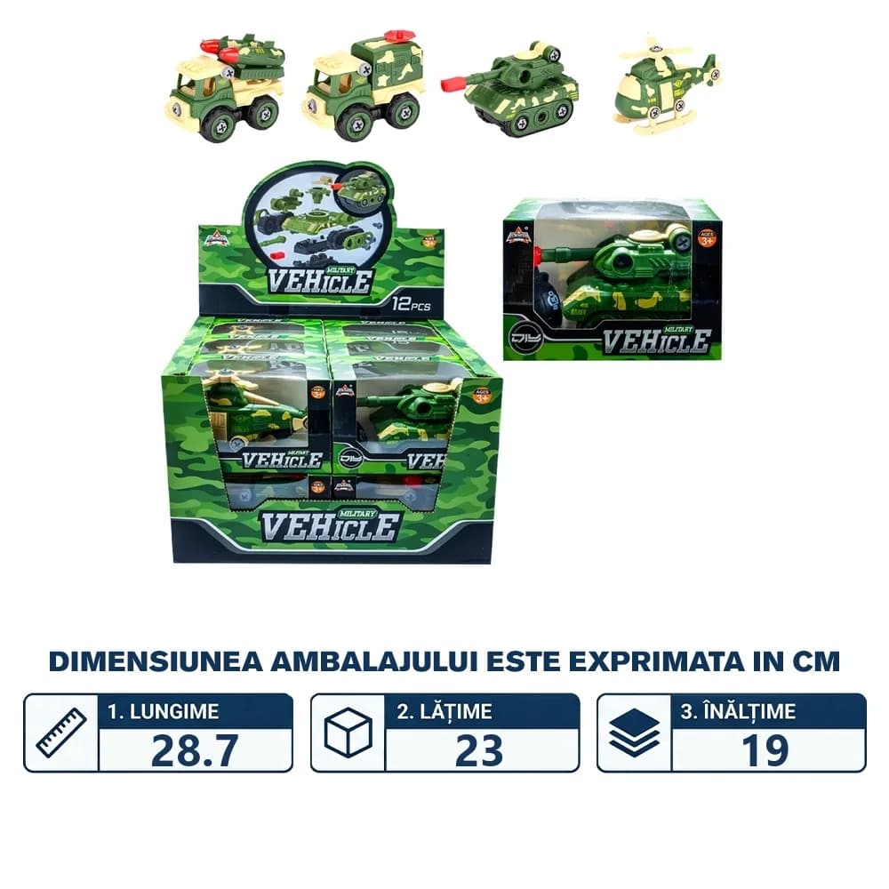 Masinute Armata, demontabile, 12 buc/set — miniatură