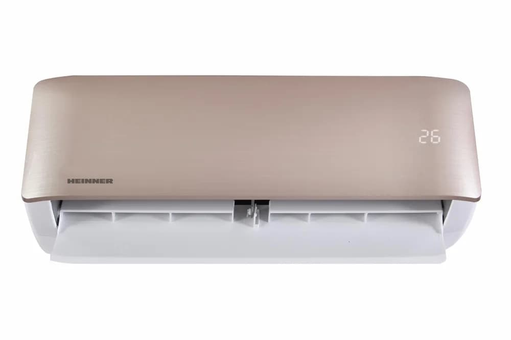 Aparat de aer conditionat HEINNER ONIX HAC-CO12WFN-GD, 12000 BTU, WiFi, clasa energetica: racire A++/incalzire A+, functii: Super-ionizare, "Follow me", ECO, Turbo, filtru cu densitate ridicata, auto curatare, panel auriu. — miniatură