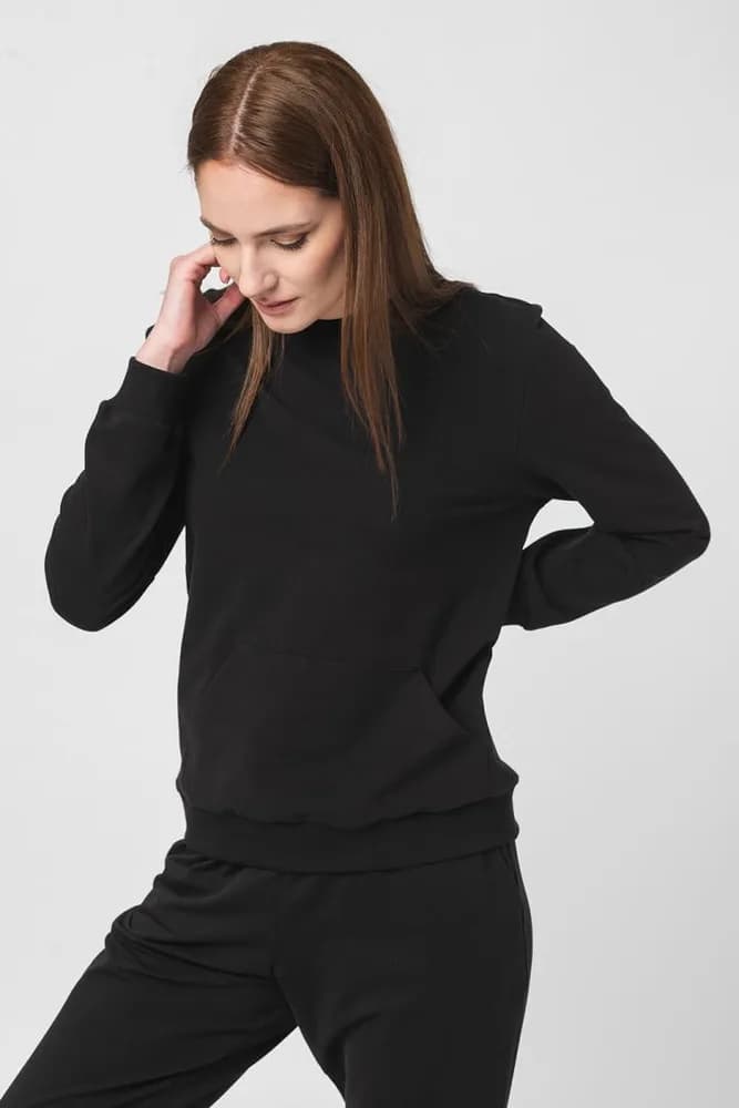 BLUZA COTON CASUAL FEMEI BLACK-XS — miniatură