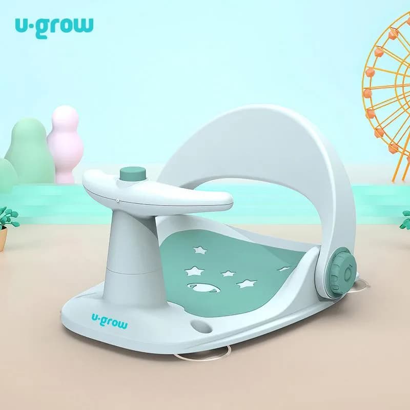 Scaun baie bebe cu ghidon, spatar reglabil, verde, U-Grow — miniatură