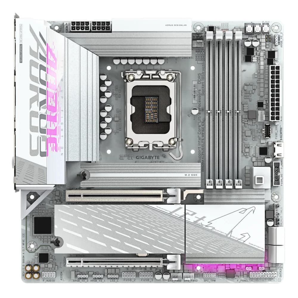 Placa de baza Gigabyte B860M AORUS ELITE WIFI6E ICE, Socket 1851, DDR5, Micro-ATX — miniatură