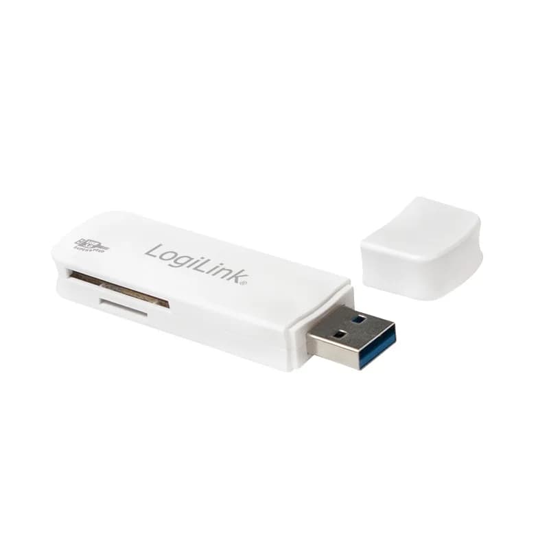 CARD READER extern LOGILINK, interfata USB 3.0, citeste/scrie: SD, micro SD; plastic, alb "CR0034A"