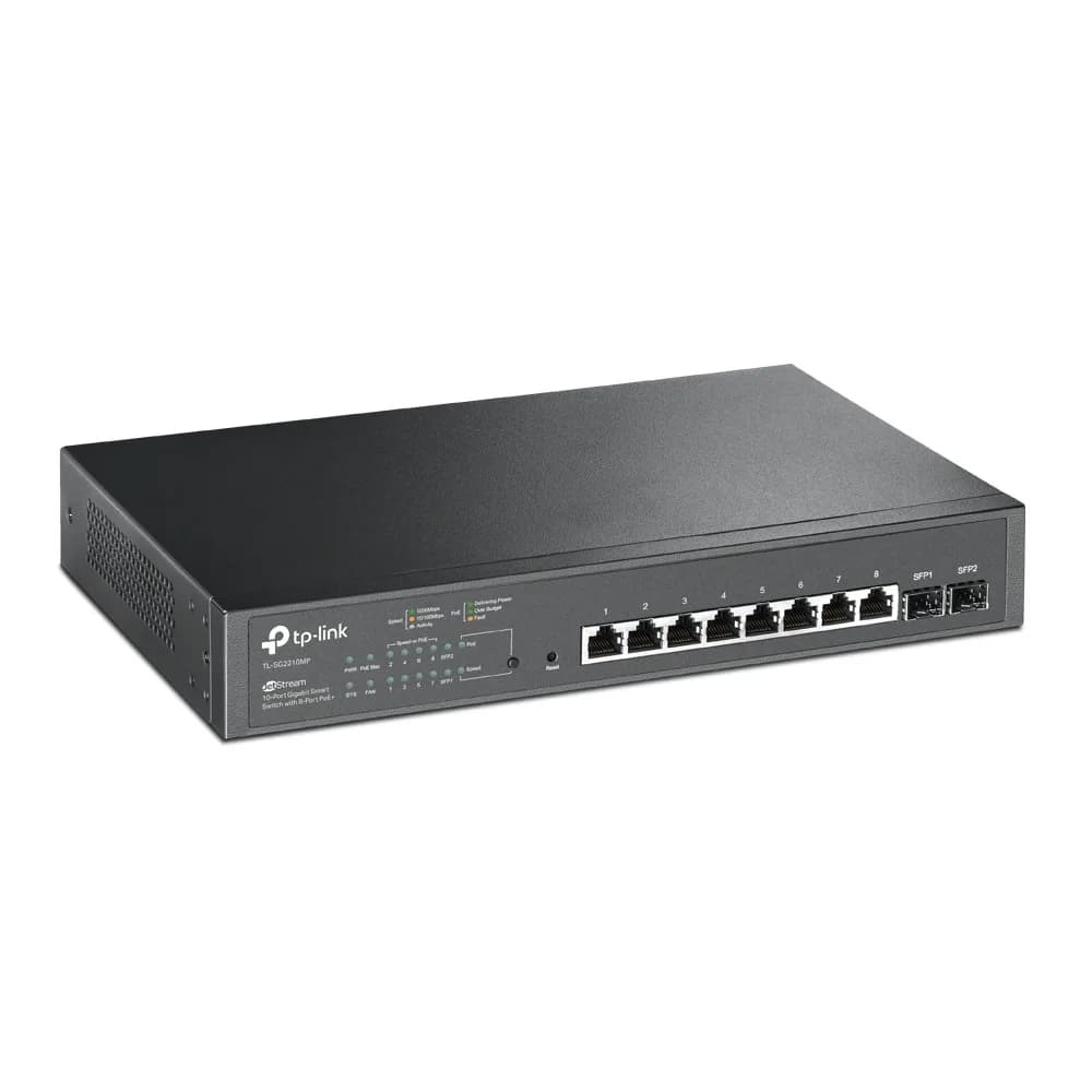 SWITCH TP-LINK POE 10 porturi Gigabit (8 PoE+), IEEE 802.3at/af, carcasa metalica "TL-SG2210MP" — miniatură