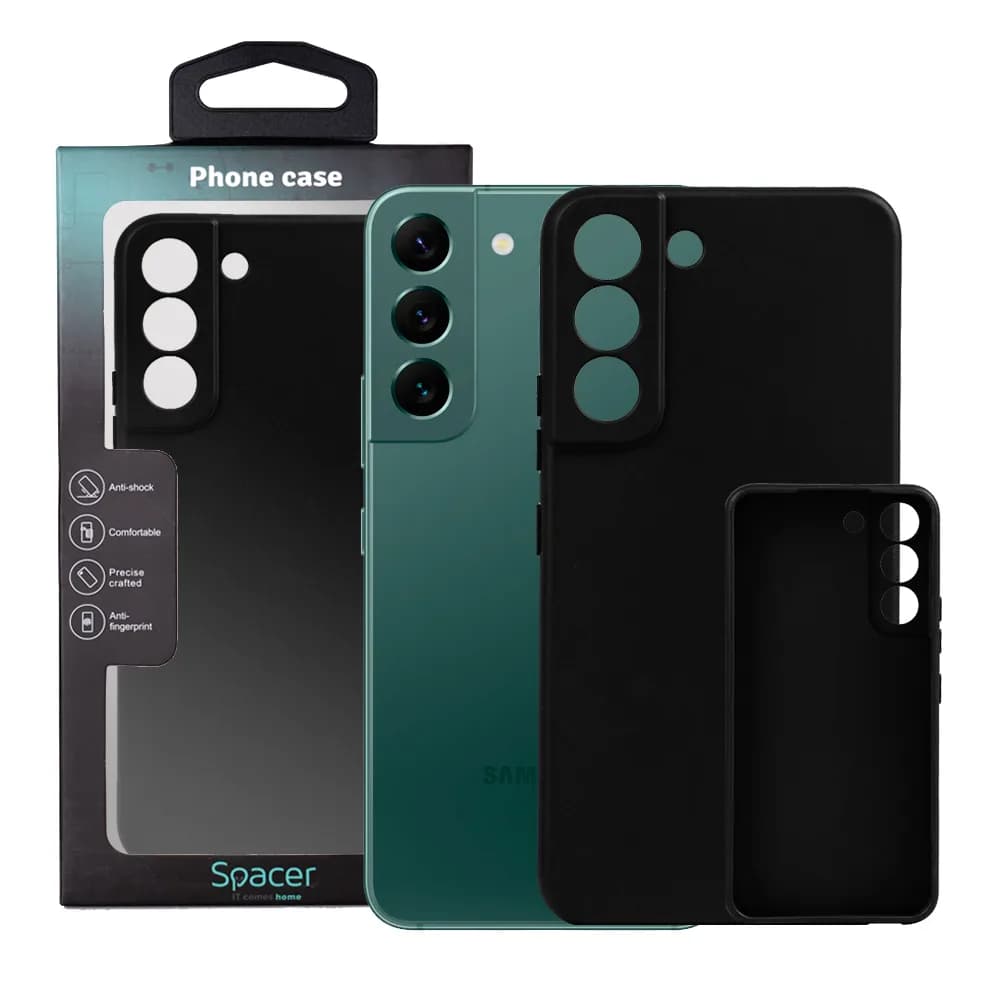 Husa Samsung Galaxy S22 Spacer, negru, grosime 1.5mm, material flexibil TPU "SPPC-SM-GX-S22-TPU"