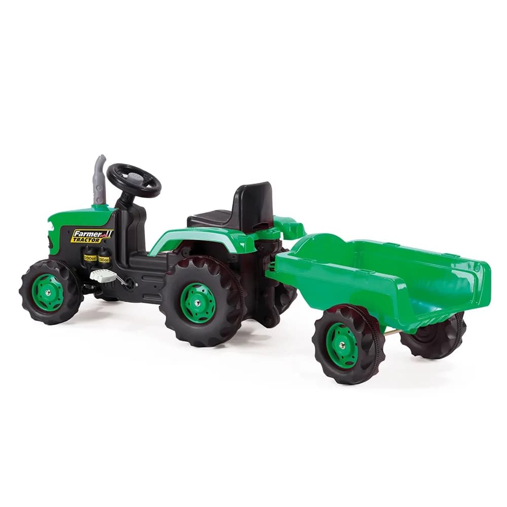 Tractor cu pedale si remorca/verde/53x143x45 - Dolu — miniatură
