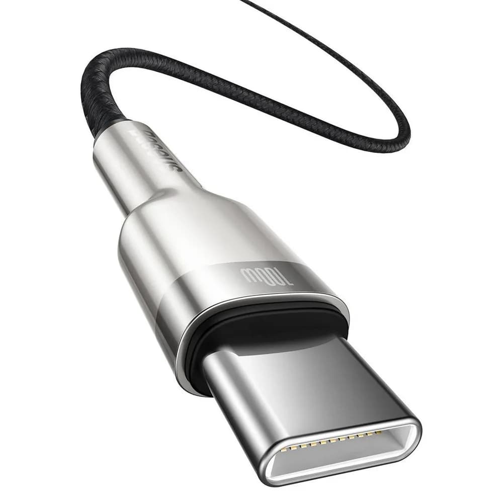 CABLU alimentare si date Baseus Cafule Metal, Fast Charging Data Cable pt. smartphone, USB Type-C la USB Type-C 100W, braided, 1m, negru "CATJK-C01" - 6953156202320 — miniatură