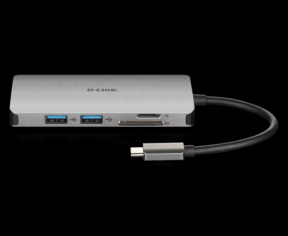 Hub USB D-Link DUB-M810, USB-C, 8 porturi, HDMI, RJ-45, Gri — miniatură
