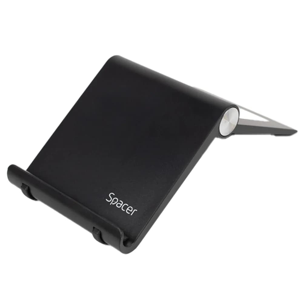 SUPORT telefon SPACER, pliabil, fixare pe birou, universal cu unghi ajustabil, dimensiuni 90 x 70 x 12mm, negru, "SPDH-FLIP-01-BK" — miniatură