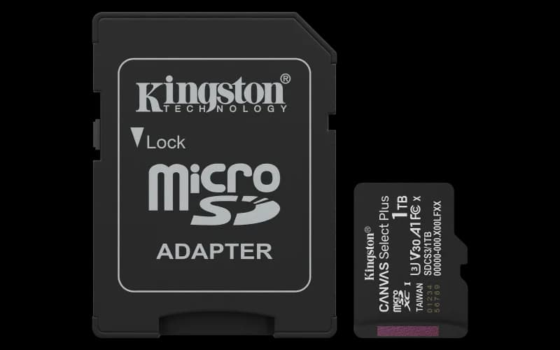 Card de memorie Kingston Canvas Select Plus Gen3 Micro-SDXC, 1 TB, Clasa 10 + Adaptor