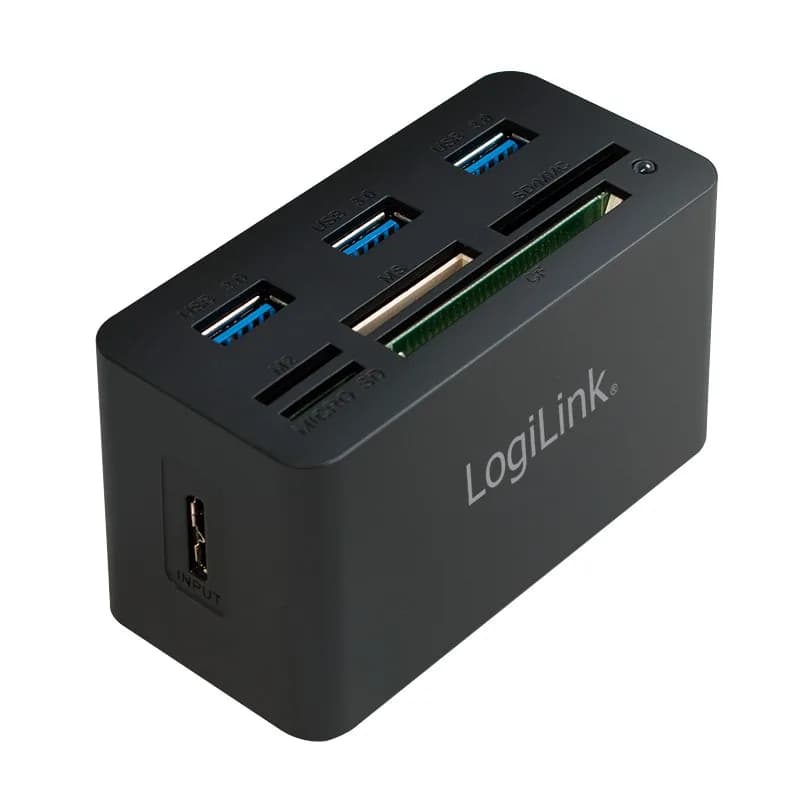 HUB extern LOGILINK, porturi USB: USB 3.0 x 3, conectare prin USB 3.0, alte porturi: SD, MicroSD, M2, MS Duo/Pro, CF, negru, "CR0042"