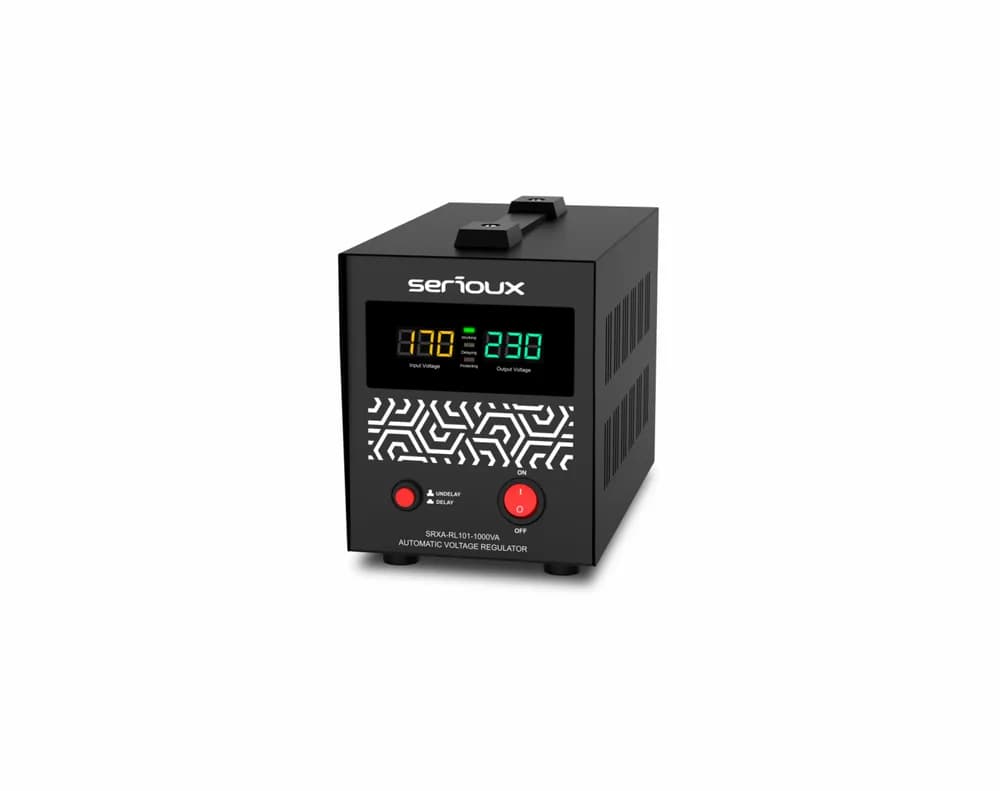 Stabilizator de tensiune Serioux Relay 101-1000VA, putere 1000VA/600W, tip releu, transformator toroidal, interval tensiune intrare 150V ~ 260V, interval frecvența intrare 45Hz ~ 65Hz, tensiune de ieșire 230V, precizie de ieșire +4,-8%, priza: 1x Schuko, distorsiuni <3%, eficienţă >97%