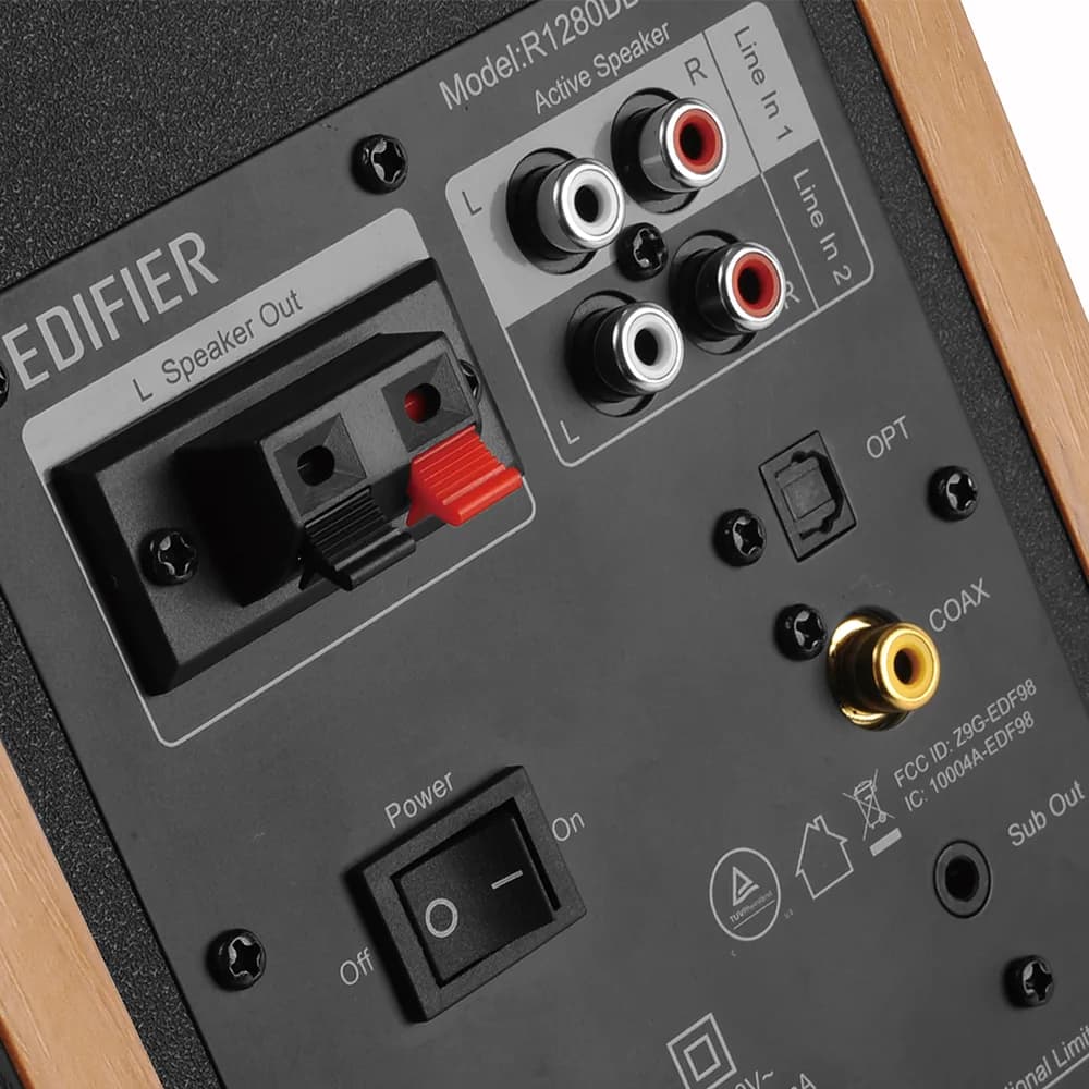 BOXE EDIFIER 2.0, RMS: 42W (2 x 21W), bluetooth, telecomanda wireless, volum, bass, treble, optical, sub-out, brown, "R1280DBS-BR" — miniatură