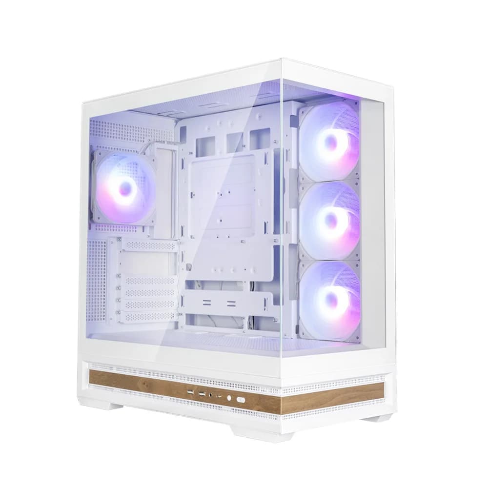 CARCASA Zalman "P40 NAMU", middle tower, gaming, fara sursa, suporta 10xfan, 4xfan inclus, PSU shroud, afisaj electronic, USB Type-C x 1, USB 3.1 gen1 x 2, audio+mic, 7 sloturi expansiune, alb, "P40 NAMU White" — miniatură