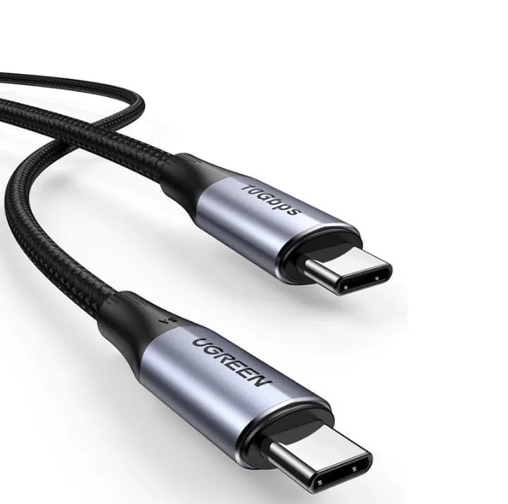 CABLU alimentare si date Ugreen, "US355", Fast Charging Data Cable pt. smartphone, USB Type-C la USB Type-C 140W/5A, USB 3.1, thunderbolt 10Gbps, braided, 1m,negru "80150" - 6957303881505