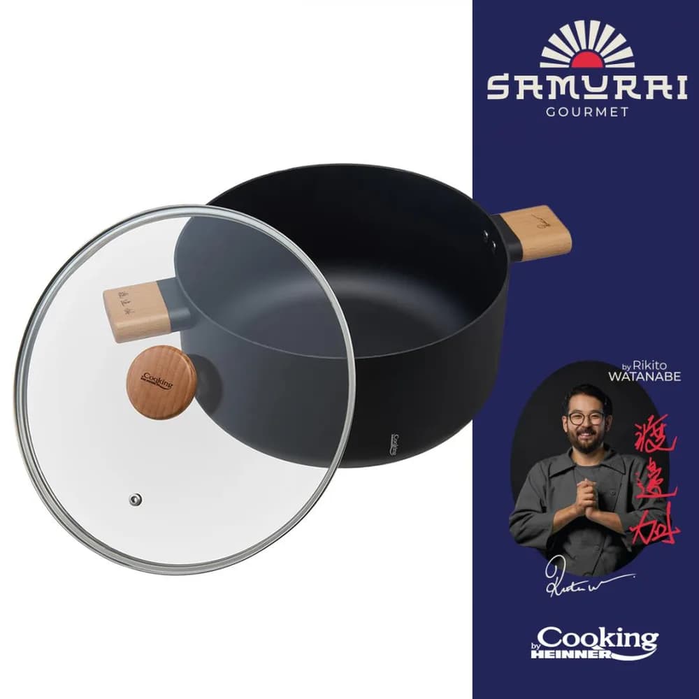 SEMIOALA ALUMINIU + CAPAC 24X12.5 CM, 5.3 L, RIKITO WATANABE, SAMURAI GOURMET, COOKING BY HEINNER — miniatură