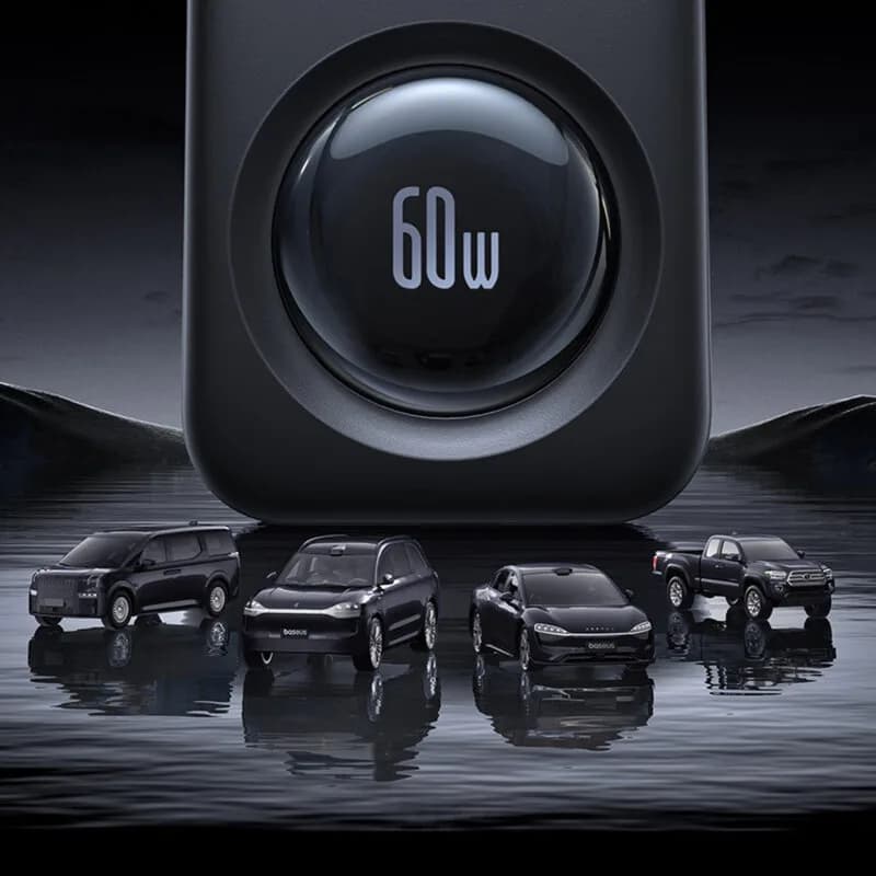 INCARCATOR auto Baseus PrimeTrip VW1, Quick Charge 60W, 2 x USB, 3 x USB Type-C, pt. bricheta auto, cablu retractabil, negru "C00069000121-00" - 6932172687465 — miniatură