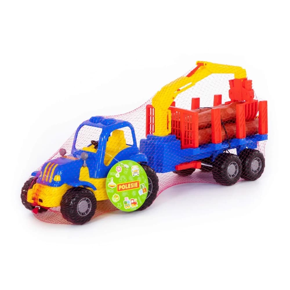 Tractor cu remorca + lemne - Hardy, 47x13x20 cm, Polesie — miniatură