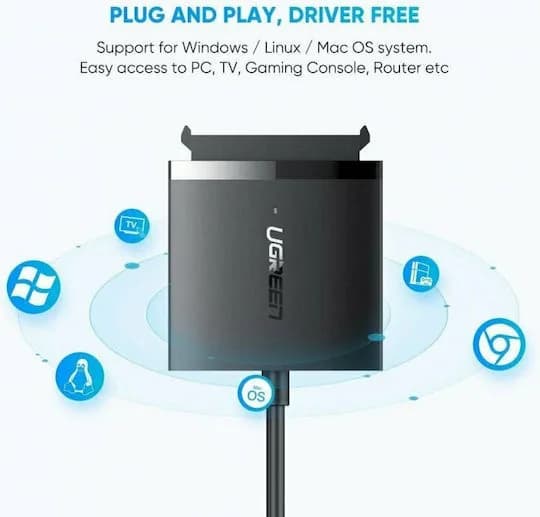 ADAPTOR USB Ugreen, "CM257" 2.5" SATA la USB 3.0, viteza max 6 Gb/s, nu include adaptor DC 12V, negru "60561" - 6957303865611 — miniatură