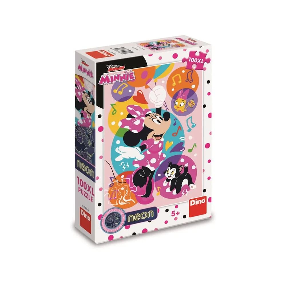 Puzzle 100 piese, neon, Minnie - DINO TOYS — miniatură