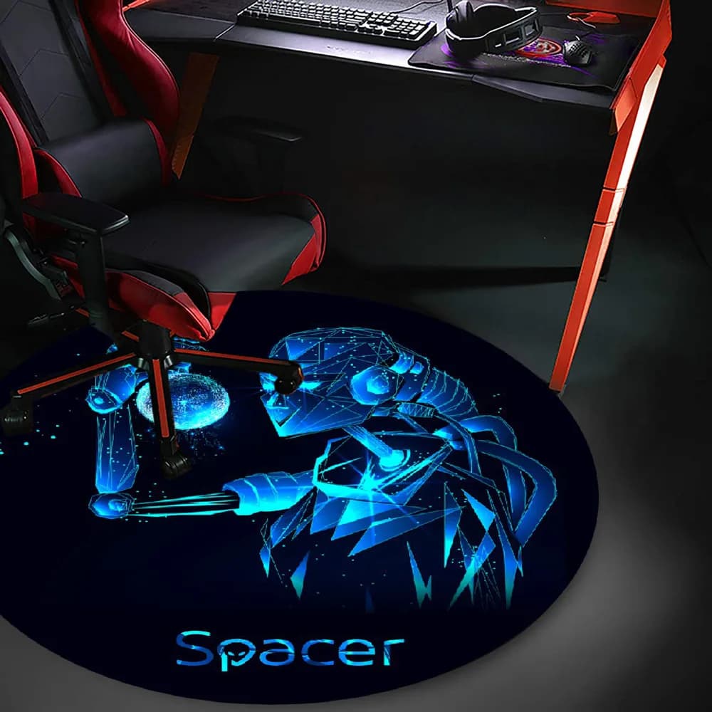 Covor pentru scaun gaming SPACER, protectie parchet, cauciuc si material textil, 1200 x 3mm, rotund, CYBORG 46501473 "SPFP-CYBORG-120" — miniatură