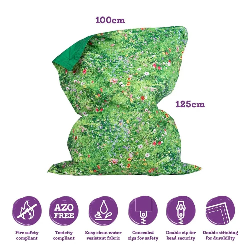 Pernă de podea puf cu imprimeu Pajiște naturală – 100cm x 125cm — miniatură