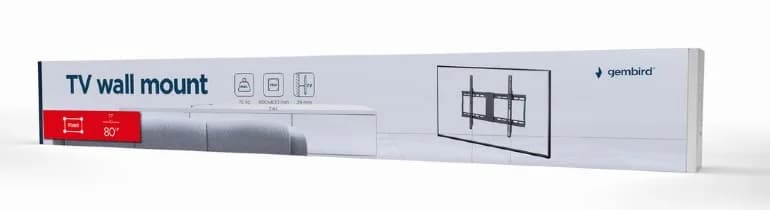 SUPORT de perete GEMBIRD, pt 1 TV/monitor, diag. max 37" - 80", fix, max 70 kg, "WM-80F-01" — miniatură