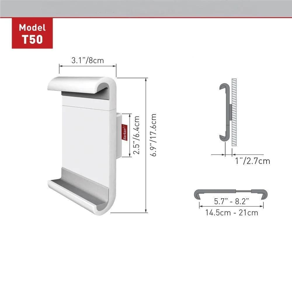 Suport Tableta/Mobil de birou, Barkan T50, Fix, 7-12'', alb — miniatură