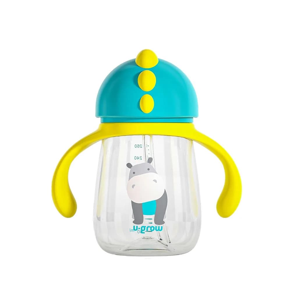 Pachet 3 in 1 cana 260 ml tritan cu 3 accesorii diferite pentru baut : tetina biberon, cioc, pai, blue, U-Grow — miniatură