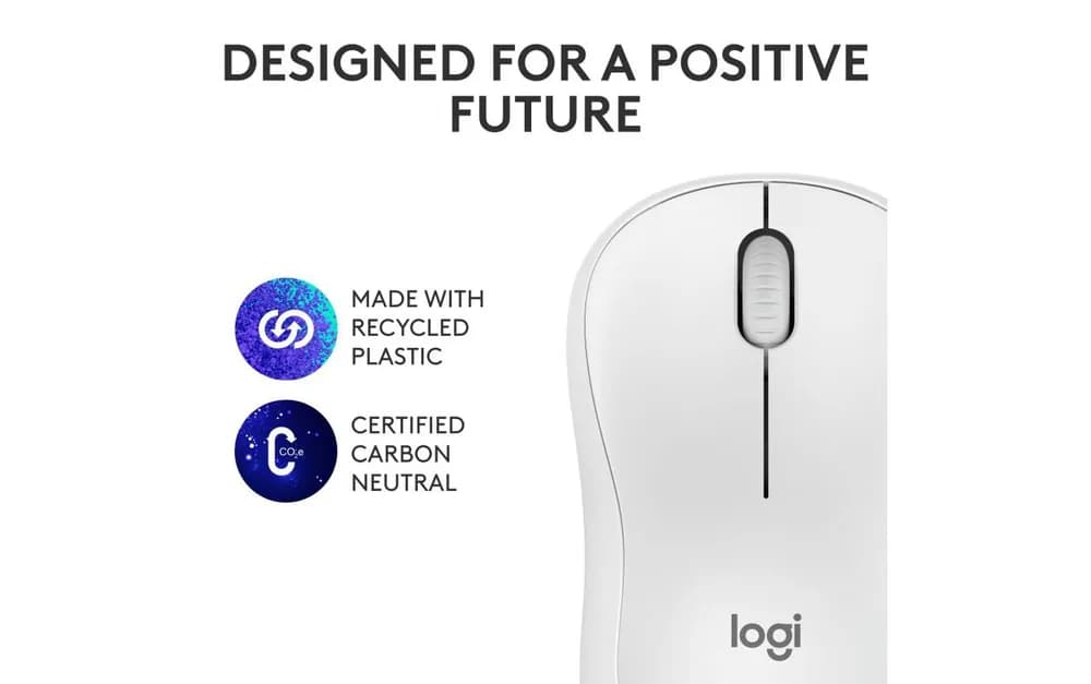 Mouse Wireless Logitech MK240 Silent Wireless, 1000 DPI, Alb — miniatură