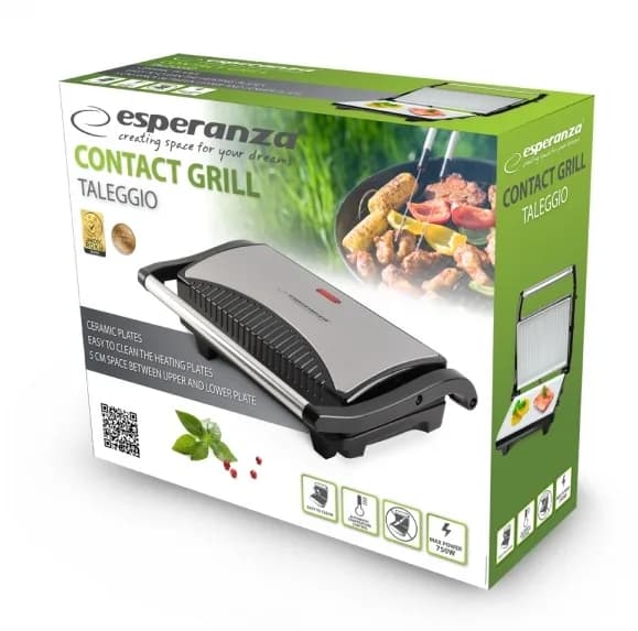 Gratar electric Esperanza Taleggio EKG006 750W Negru-Argintiu "EKG006" — miniatură