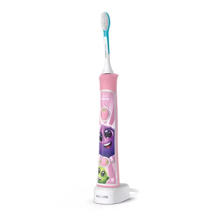 Periuta de dinti electrica pentru copii PHILIPS Sonicare For Kids HX6352/42, 62.000 miscari/min, 2 programe, 2 capete roz, L x A x I (mm) 64x111x220 — miniatură
