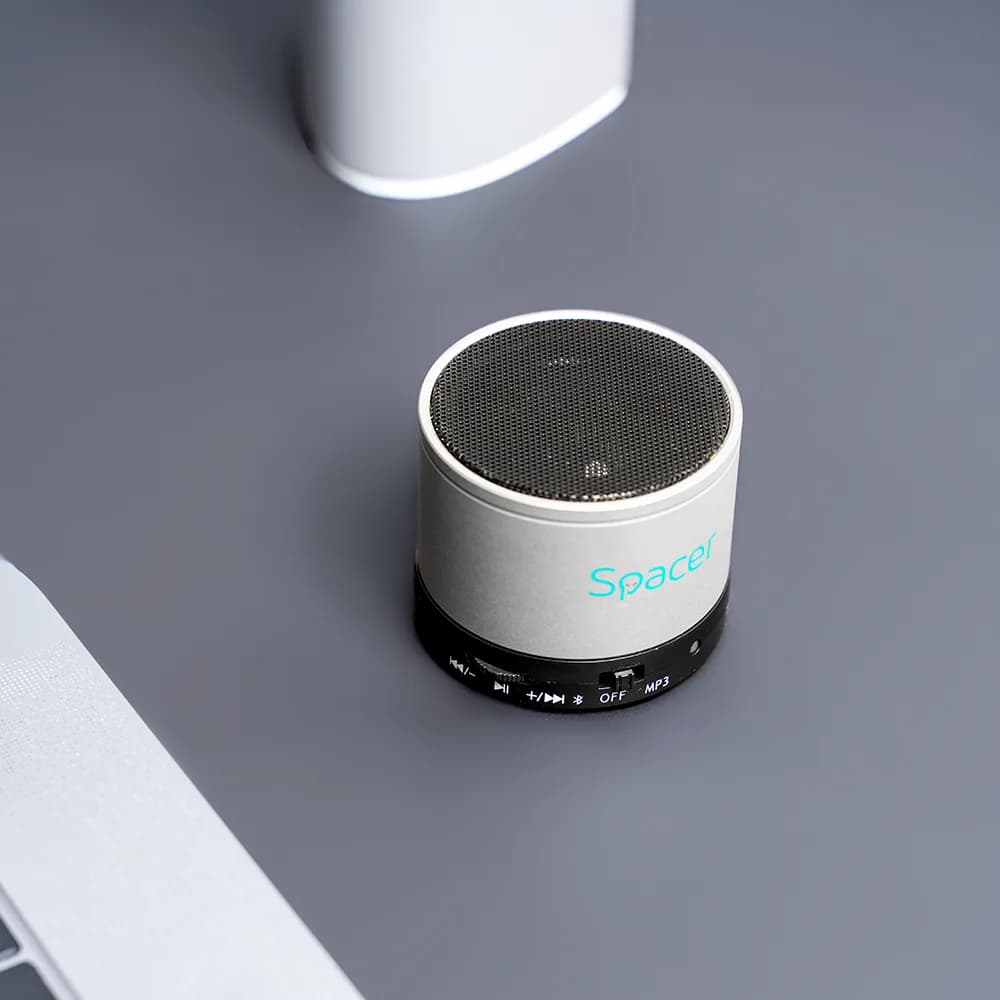 BOXA SPACER portabila bluetooth TOPPER, RMS: 3W, control volum, acumulator 520mAh, timp de functionare pana la 5 ore, distanta de functionare pana la 10m, incarcare USB, SILVER, "SPB-TOPPER-SILV" — miniatură