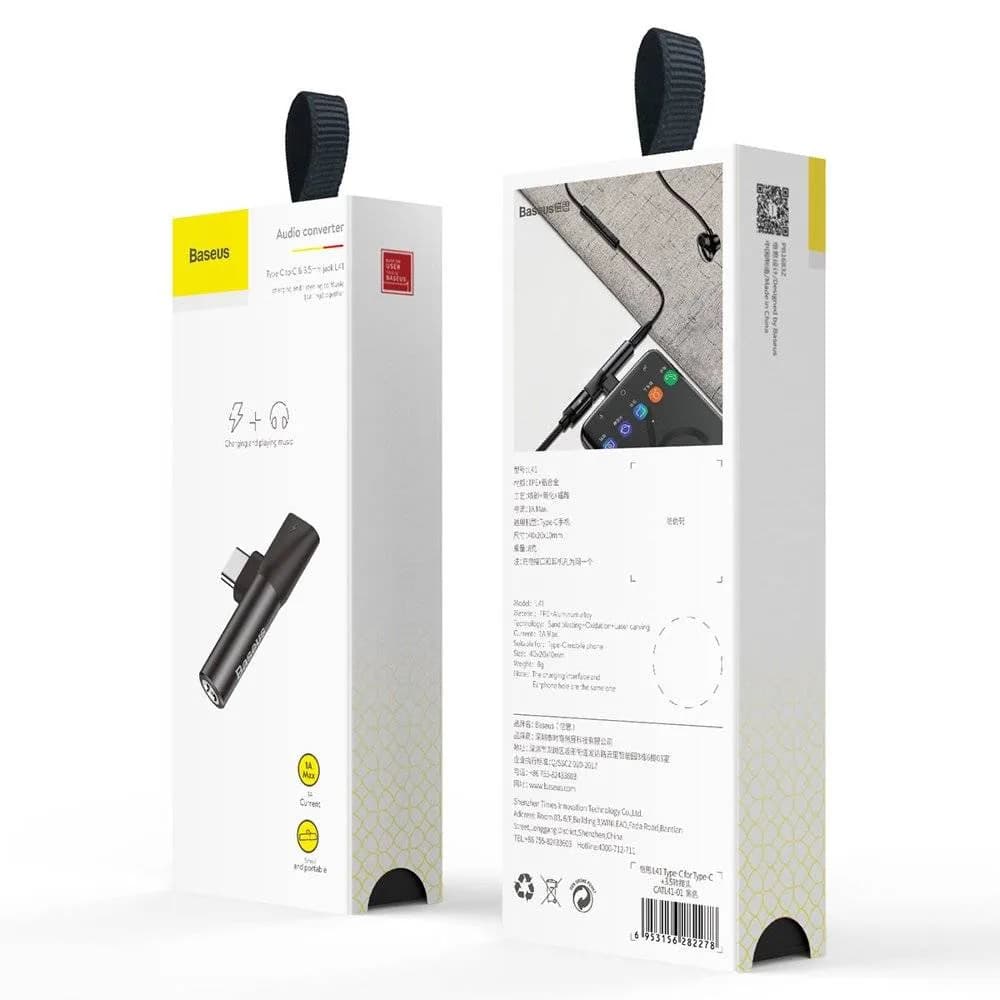 ADAPTOR Incarcare si audio Baseus, 1 x USB Type-C (T) la 1 x USB Type-C (M) si 1 x Jack 3.5mm (M), negru "CATL41-01" - 6953156282278 — miniatură
