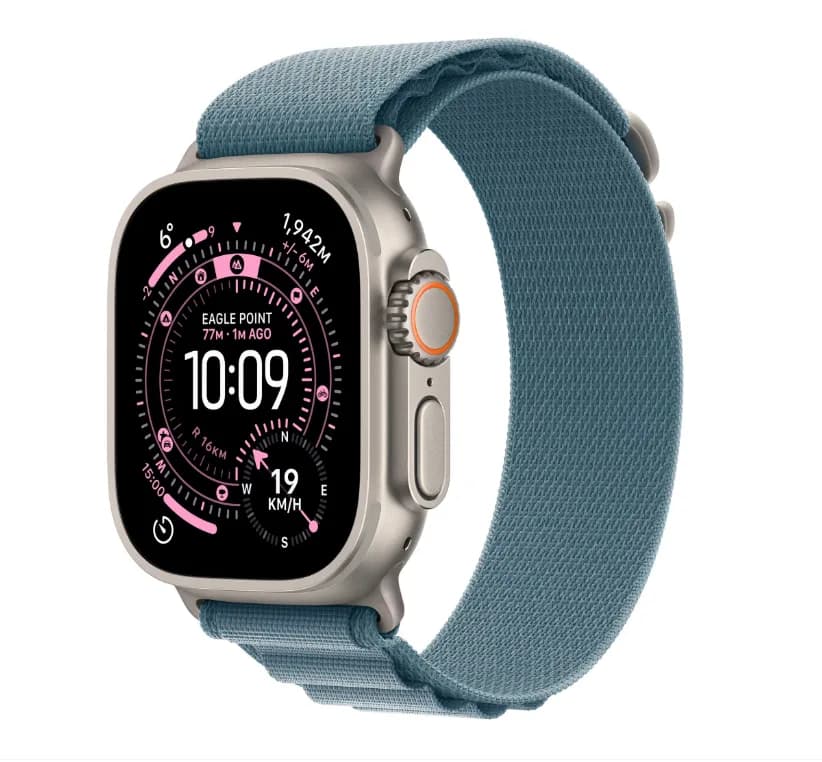 Apple Watch Ultra 3 GPS + Cellular 49mm Natural Titanium Case with Light Blue Alpine Loop - Medium — miniatură