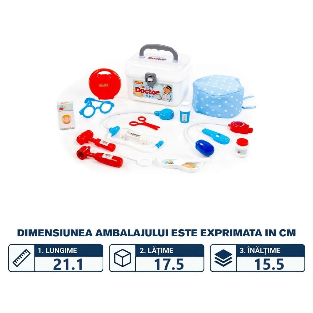 Set doctor in gentuta, 15 piese, 21.1x17.5x15.5 cm, Polesie — miniatură