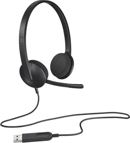 CASTI Logitech, "H340", cu fir, standard, utilizare multimedia, call center, microfon pe brat, conectare prin USB 2.0, negru, "981-000475" — miniatură