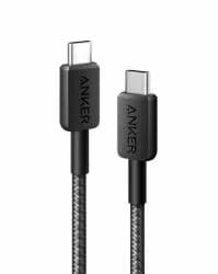 Cablu alimentare si date Anker, USB Type-C (T) la USB Type-C (T), 0.9m rata transfer 480 Mbps, 60W, invelis nylon, braided, negru, "A81F5G11" - 0194644153656