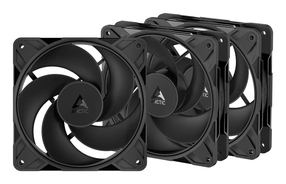 Set 3 ventilatoare Arctic "P12 Pro Reverse - 3 Pack", 120mm, 500 - 3000 RPM, FDB, 73 cfm, 4-Pin Fan Plug + 4-Pin Socket, negru, "ACFAN00332A"